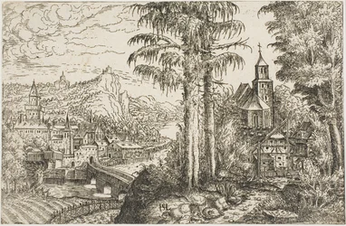 Paisaje con una iglesia