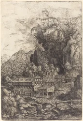 Paisaje con molino de agua