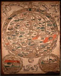 Mapa del siglo XV, en el centro de Jerusalén