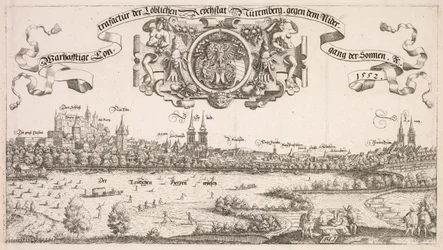 Vista panorámica de Núremberg: Porción central, 1552