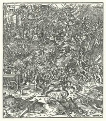 Batalla de Guinegate, Francia, 7 de agosto de 1479 (grabado)