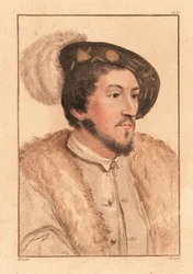 Retrato de un desconocido, corte del rey Enrique VIII, c. 1532. ,1812 (grabado)