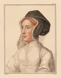 Retrato de mujer desconocida de la corte del rey Enrique VIII,1812 (grabado)
