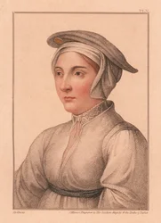 Retrato de mujer desconocida de la corte del rey Enrique VIII,1812 (grabado)