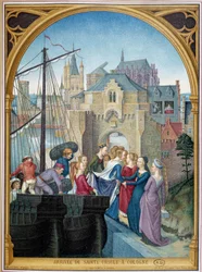 Desembarco de Santa Úrsula en Colonia, según el cofre de Santa Úrsula por Memling