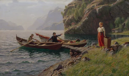 Vida cotidiana en los fiordos (óleo sobre lienzo)
