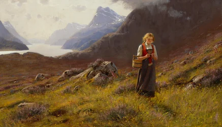 Lechera tejiendo (óleo sobre lienzo)