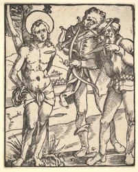 Martirio de San Sebastián con dos ballesteros