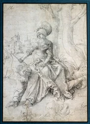 La mujer montando al hombre: Phyllis sentada en la espalda de Aristóteles que camina a cuatro patas