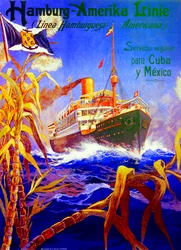 Cartel publicitario de la Hamburg American Line