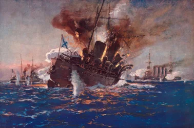 Batalla naval frente a Pulo Pinang / H. Bohrdt