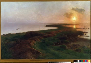 "Puesta de sol en una laguna" Pintura de Hans Ole Brasen (1849-1930) (danés) 1897 Mikalojus Konstantinas Ciurlionis Museo de Bellas Artes, Kaunas, Lituania