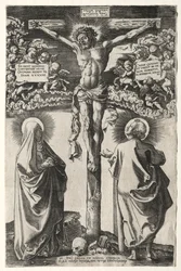 Cristo en la cruz entre la virgen y San Juan