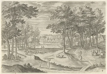 Vista de Ixelles Elsen (título sobre el objeto) Lugares de interés del área de Bruselas (título de la serie)