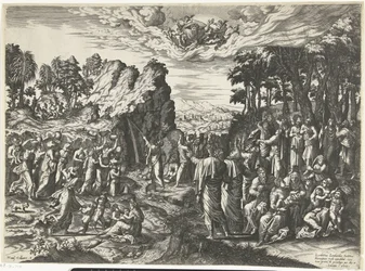 Moisés saca agua de la roca