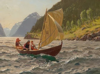 Paseo en velero en paisaje de fiordos noruegos