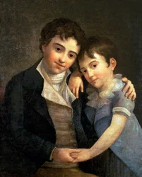 Retrato de Karl Thomas (1784-1858) y Franz Xaver (1791-1844), los dos hijos de Wolfgang Amadeus Mozart (1756-91), 1798