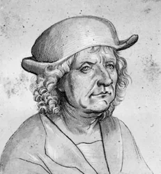 Retrato del orfebre Jörg Seld en perfil de tres cuartos hacia la derecha