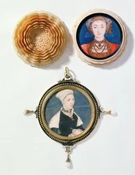 Ana de Cleves (arriba), 1539 y Jane Small, anteriormente conocida como Sra. Robert Pemberton (abajo), c.1540