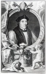 John Fisher, obispo de Rochester, grabado por Jacobus Houbraken, c.1738-42