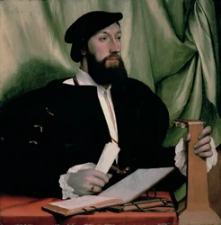 Caballero desconocido con libros de música y laúd, c.1534