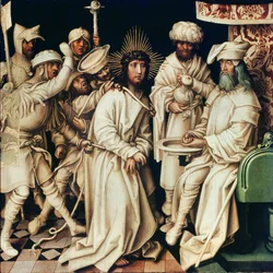 Pilato lavándose las manos, panel izquierdo de un tríptico, 1496