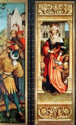 Santa Isabel de Hungría (1207-31) panel derecho del Tríptico de San Sebastián, 1516