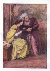 Ven aquí enfermera. ¿Quién es ese caballero? (Romeo y Julieta), de Las Obras Completas de Shakespeare publicadas por George Harrap & Co Ltd, 1920s