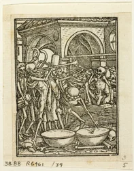 Danza de la muerte, lámina 39 de xilografías de libros del siglo XVI