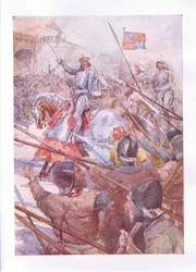 «¡Dios por Harry! ¡Inglaterra y San Jorge!» (El rey Enrique V), de The Complete Works of Shakespeare, publicado por George Harrap & Co Ltd, década de 1920