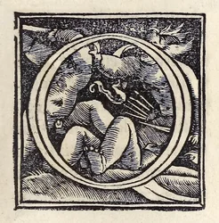 Letra iluminada "O" de la tercera edición de Basilea de 1518 de 