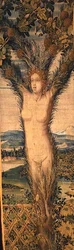 Uno de un par de tapices que representan a Dafne y Pitys, mediados del siglo XVI