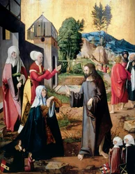 Cristo despidiéndose de su madre, con cuatro donantes