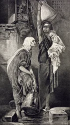 Mujeres egipcias sacando agua