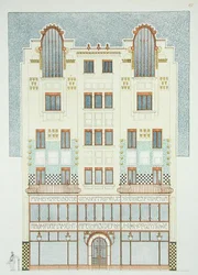 Diseño para un edificio de cinco pisos, principios de 1900, de 