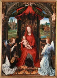 Virgen con el niño, ángel con el violín en la mano (jadeando)