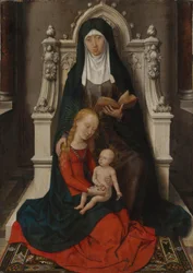 Tabla de un díptico: Santa Ana con la Virgen y el Niño (cara exterior separada del n.º inv. 5)