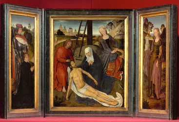 Tríptico de Adriaan Reins, hermano del Hospital Sint-Jans (jadeante)