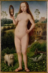 Vanidad, panel central del Tríptico de la vanidad terrenal y la salvación divina, c. 1485