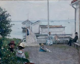 La casa de baños en Asgardstrand (óleo sobre lienzo)