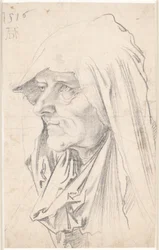 Retrato de una anciana de perfil hacia la izquierda