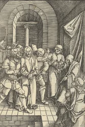 Cristo ante Anás, del Speculum passionis domini nostri Ihesu Christi
