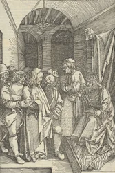 Cristo ante Herodes en un salón, de Speculum passionis domini nostri Ihesu Christi