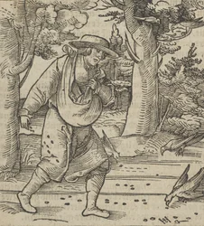 Los pájaros comiendo las semillas del sembrador, de Hymmelwagen auff dem, wer wol lebt..., 1517