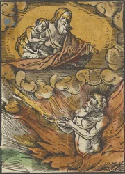 El rico en el infierno y el pobre Lázaro en el regazo de Abraham, del Das Plenarium, 1517