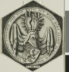 Escudo de armas con un león rampante