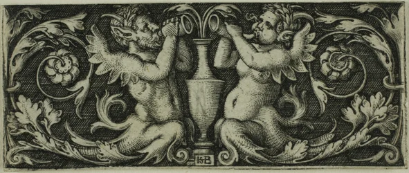Ornamento con dos tritones, de Cuatro viñetas
