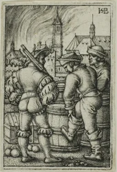 El guardia cerca de los polvorines