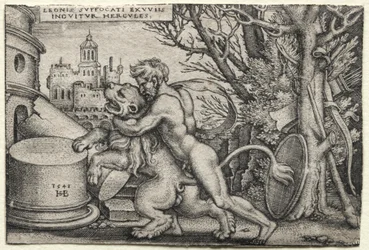 Los trabajos de Hércules: Hércules estrangulando al león de Nemea