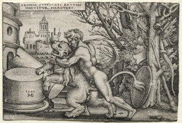 Los Trabajos de Hércules: Hércules Estrangulando al León de Nemea, 1548